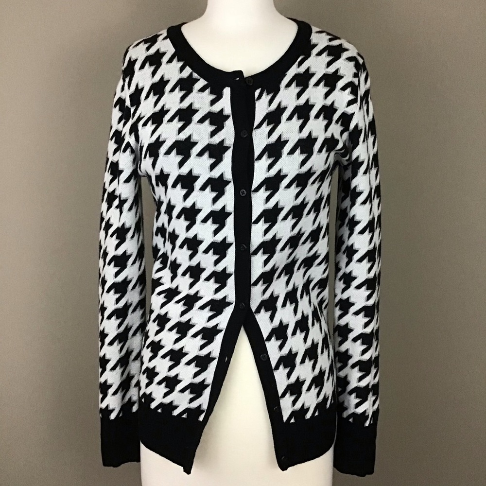 Merona Houndstooth Button Down Cardigan Size Small